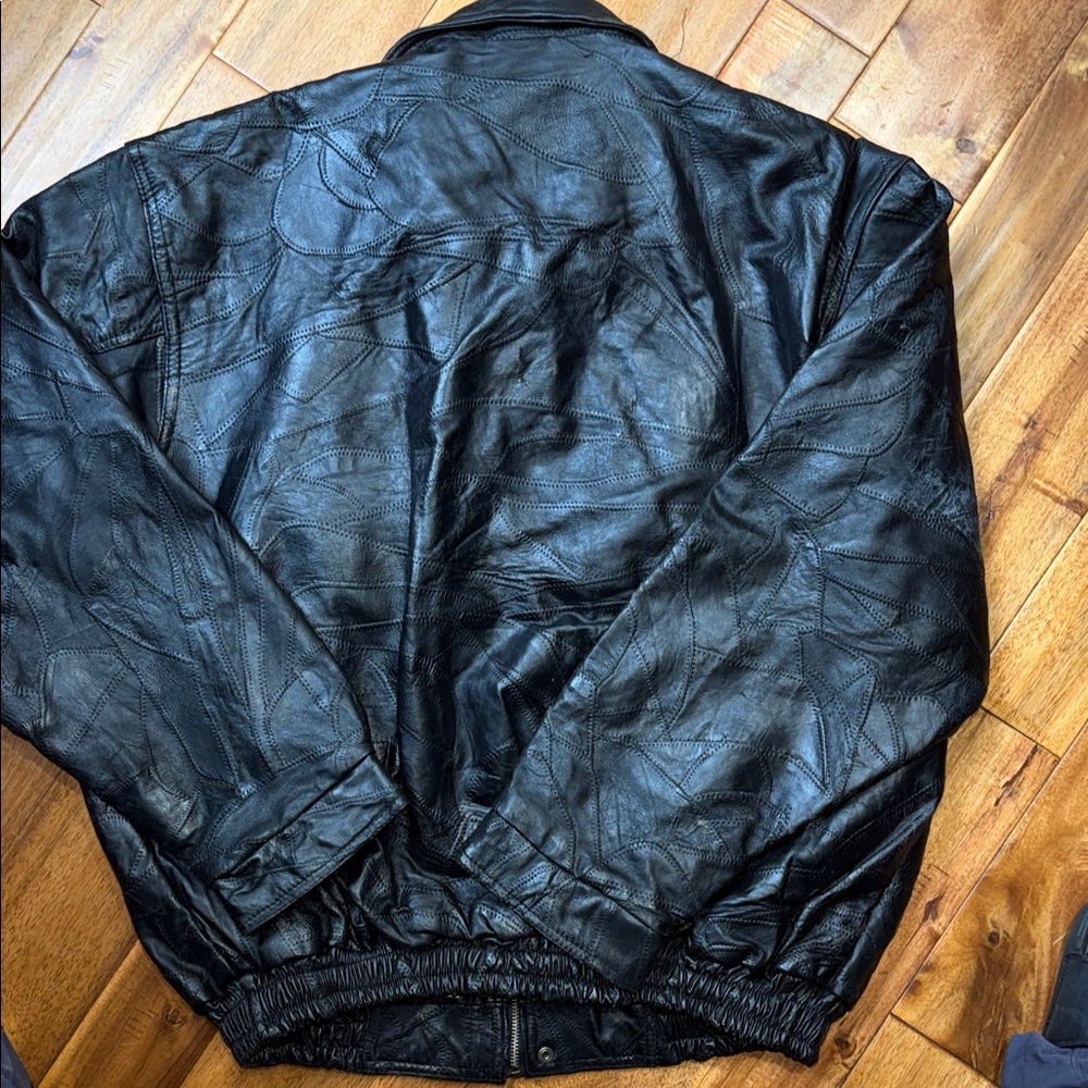 Vintage Leather Patchwork Maxim Black Leather Jac… - image 8